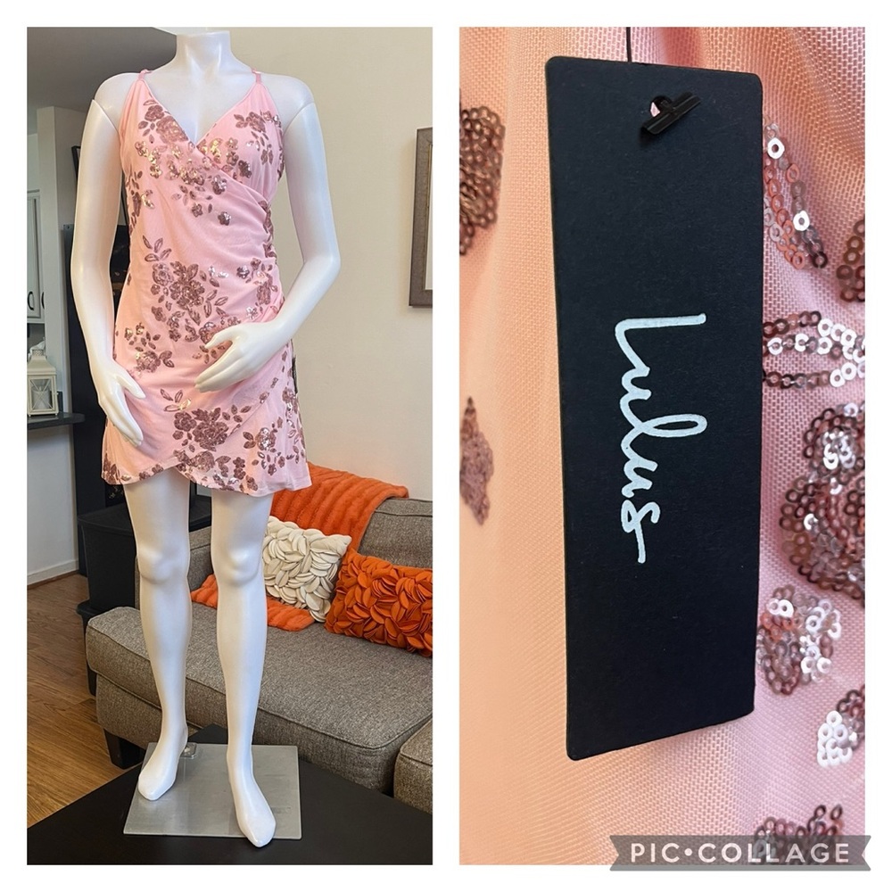 ❣️🆕Lulus Wondrous Sparkle Pink Floral Sequin Bodycon Mini Dress❣️